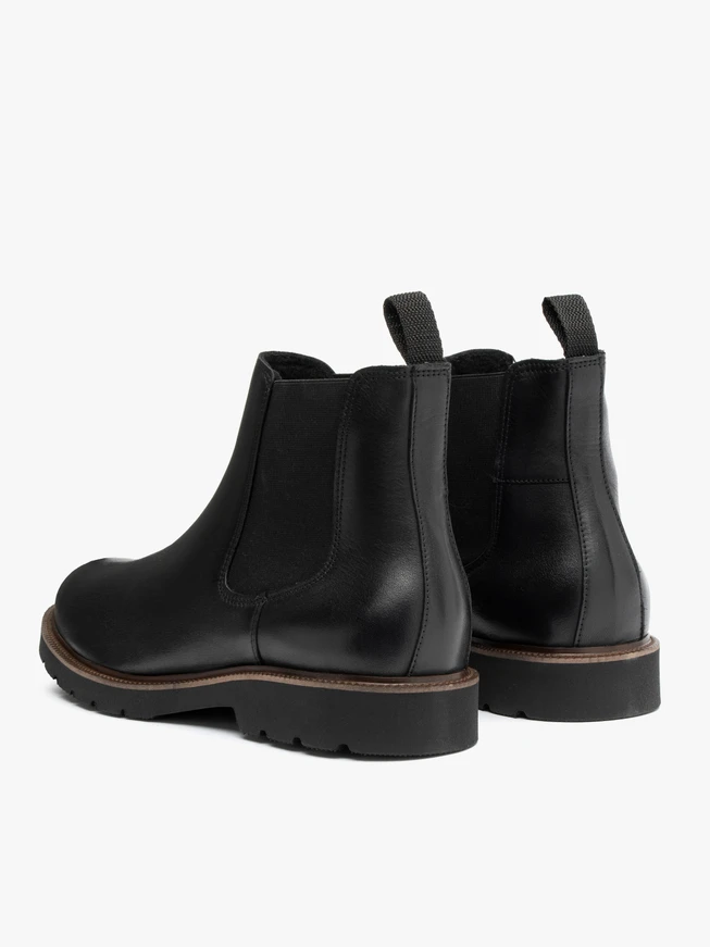 Schwarzer Herren-Pantoffelstiefel mit braunem Futter