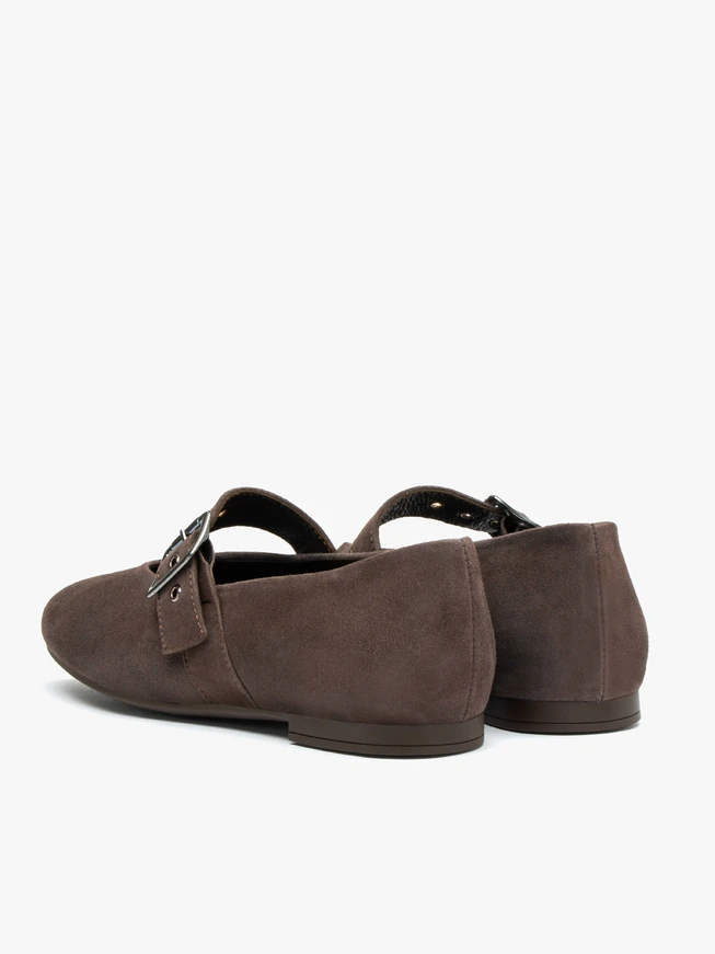 Dunkelbraune Ballerinas aus Veloursleder