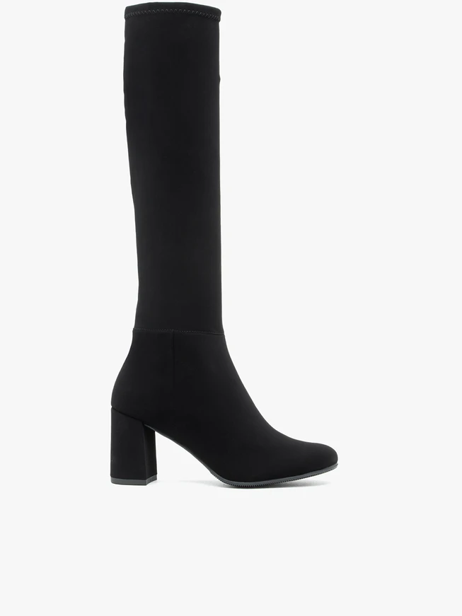 Schwarze Stiefel mit flexiblem, schmalem Schaft