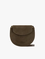 Braune mittelgroße Handtasche aus genarbtem Leder und Velours