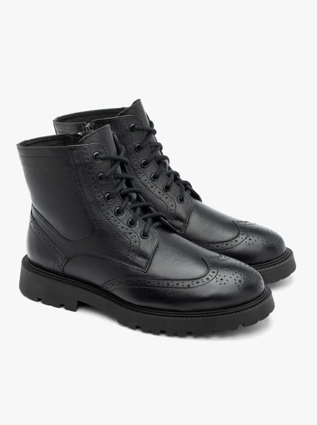 Black leather men's boots