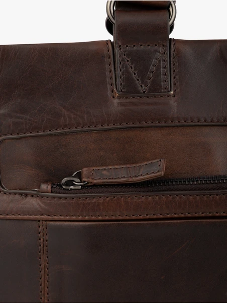 Braune A4-Laptoptasche aus genarbtem Leder