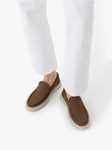 Beige Men’s Suede Loafers