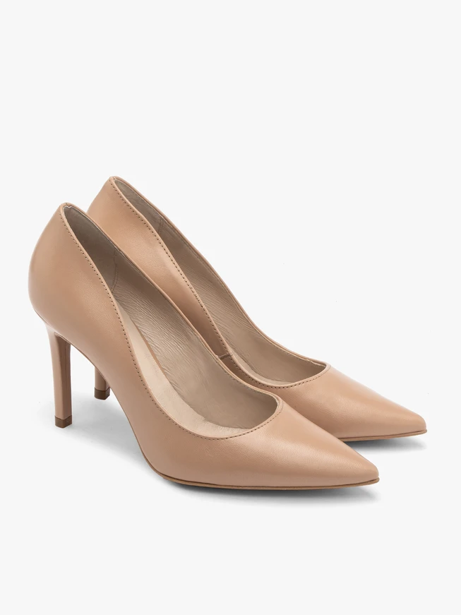 Beige high stiletto pumps