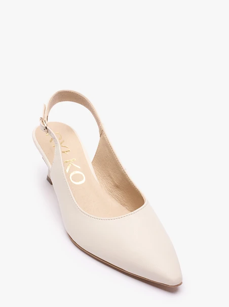 Kremowe czółenka slingback bez pięty