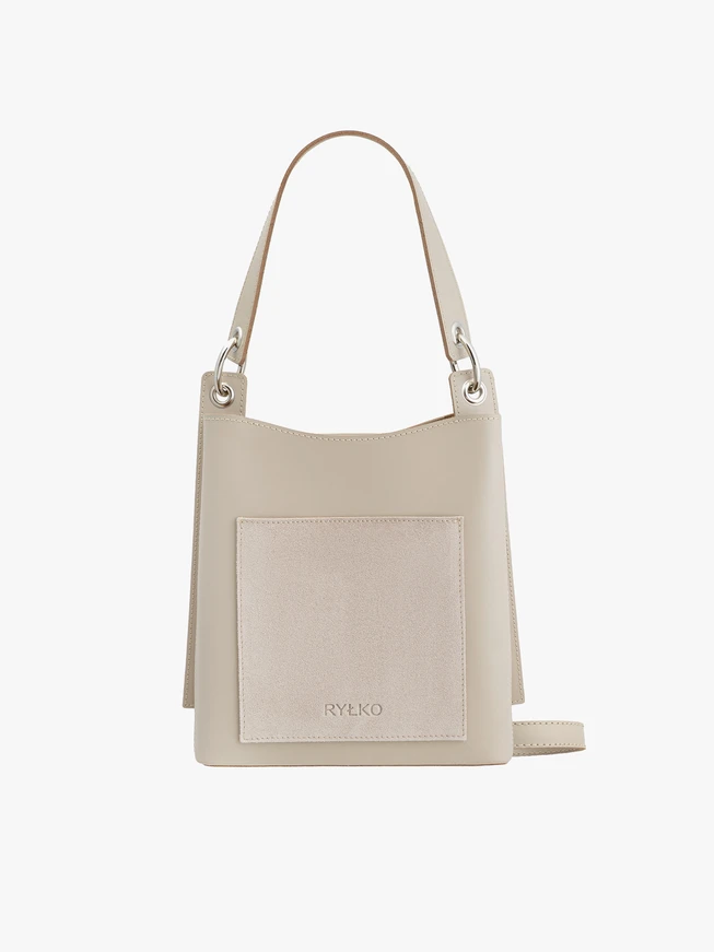 Beigefarbene Leder-Tragetasche
