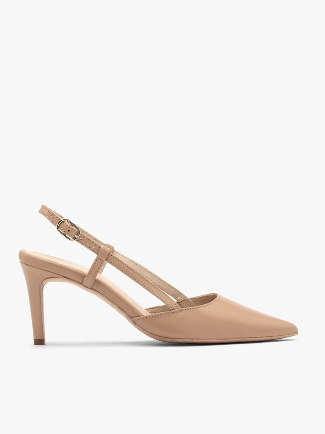 Beigefarbene Slingback-Pumps