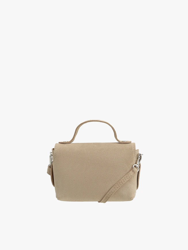Kleine Handtasche aus Velours in Beige