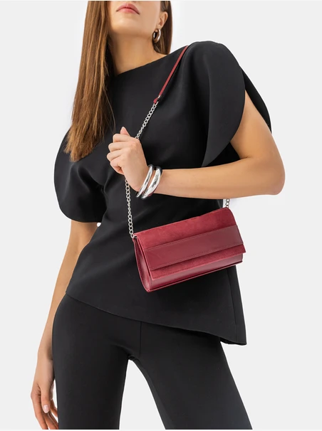 Burgundy two-tone clutch