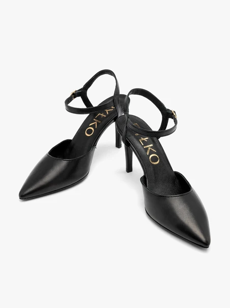 Schwarze zehenoffene Pumps für Frauen