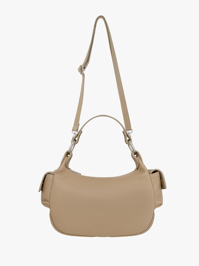 Beige Vollnarbenleder Handtasche