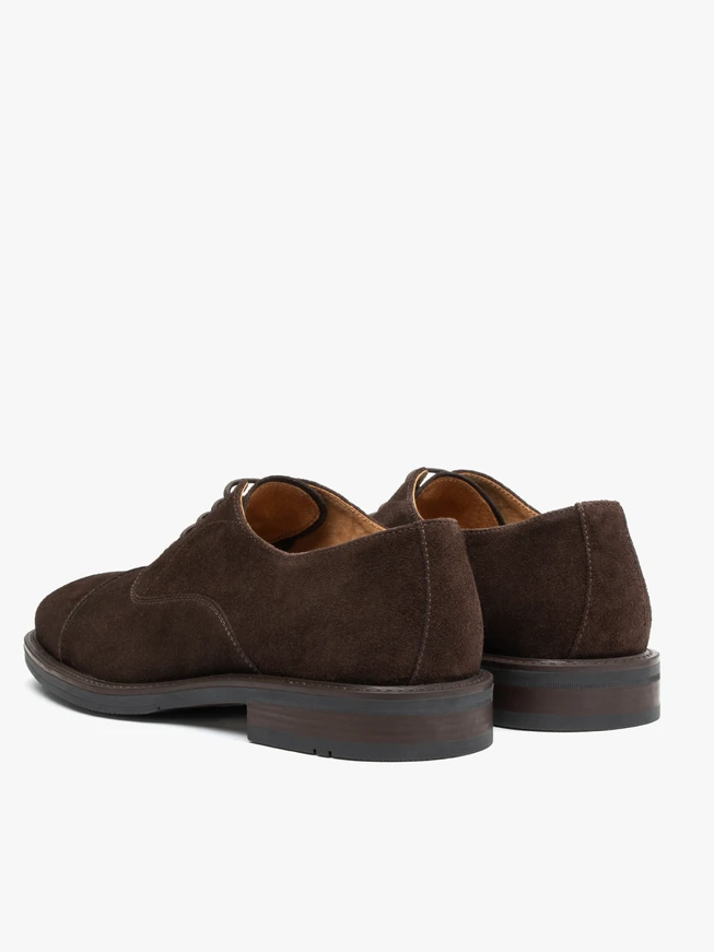 Dunkelbraune Veloursleder Schnürhalbschuhe