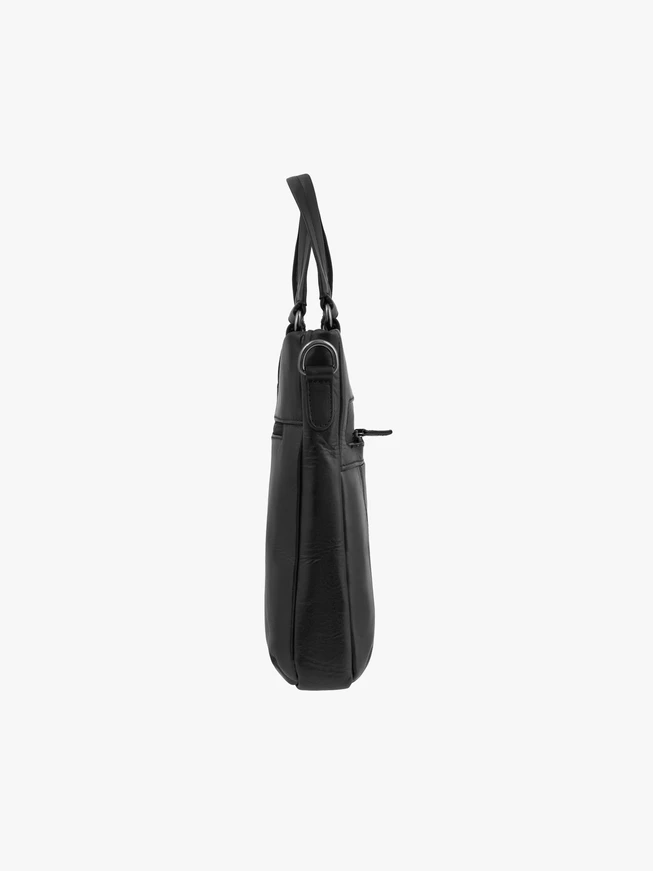 Schwarzer Leder Aktentasche Laptop Rucksack