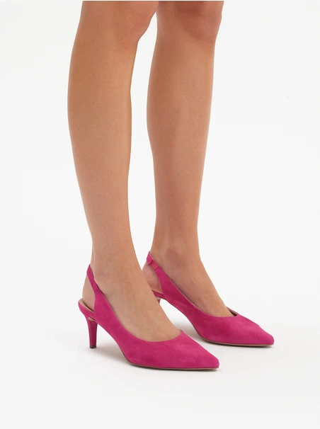 Czółenka typu slingback w kolorze fuksji