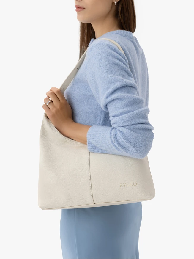 Shopper-Tasche aus Leder in Creme