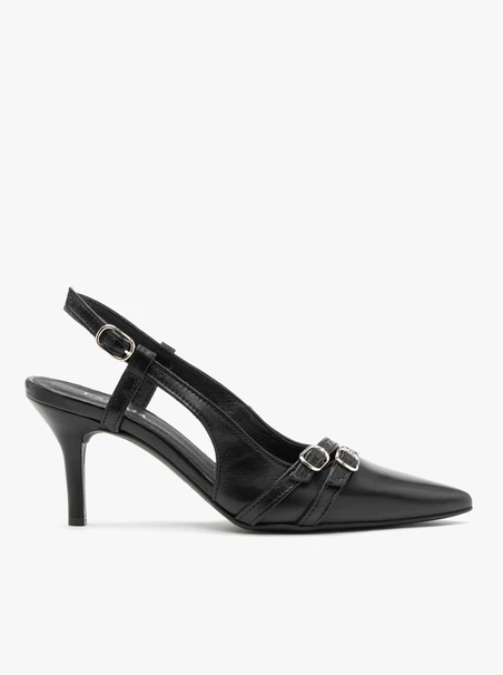Slingback pumps with decorative straps