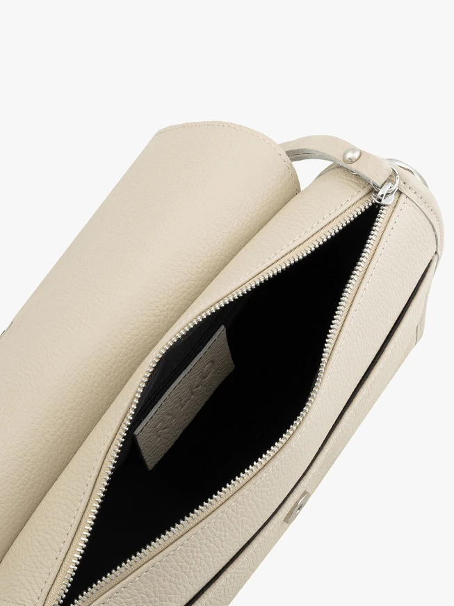 Cremefarbene Lederhandtasche