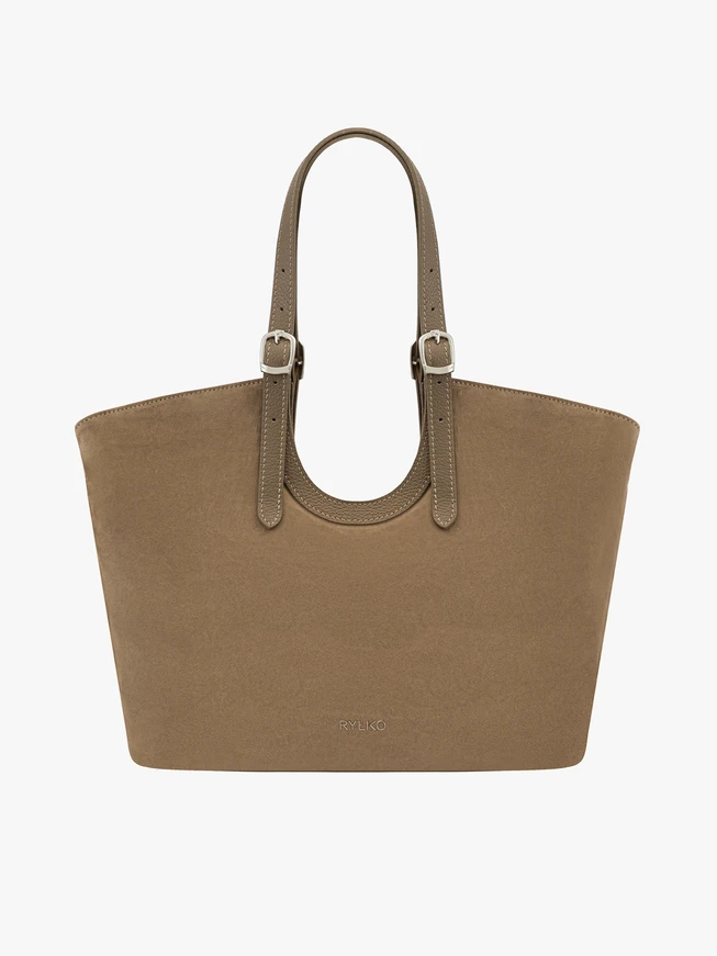 Dunkelbeige große Shopper-Tasche