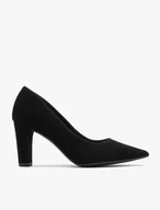 Schwarze Pumps mit klobigem Stilettoabsatz