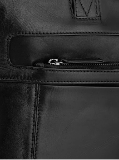 Schwarzes Leder Laptop Rucksack Tasche
