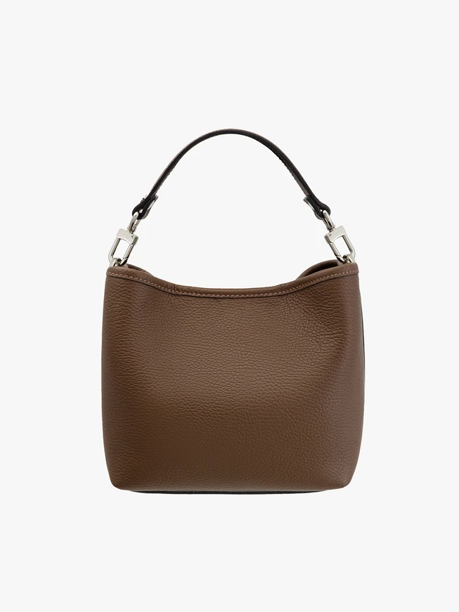Handtasche aus braunem Leder und Velours