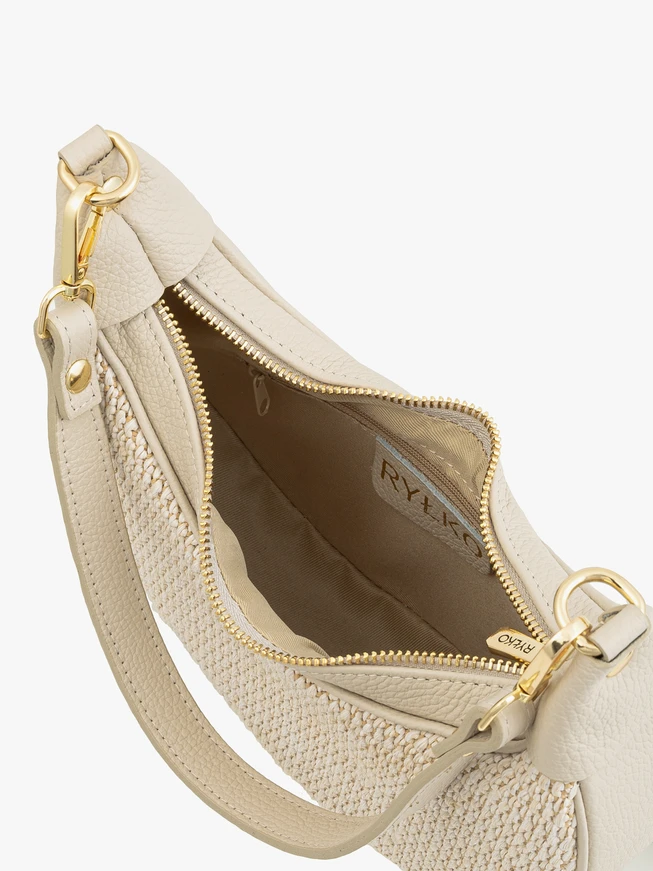 Cremefarbene kleine Handtasche mit interessanter Textur