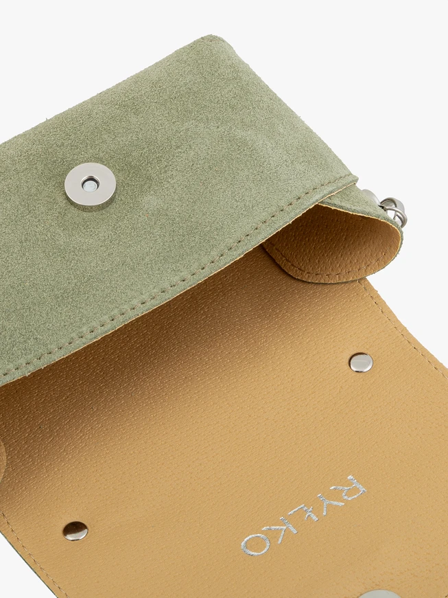 Kleine grüne Velourslederhandtasche