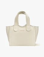 Cremefarbene Lederhandtasche