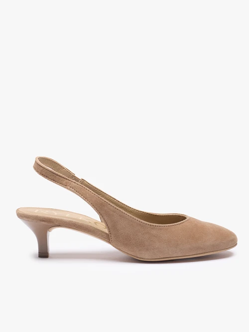 Jasnobrązowe czółenka slingback bez pięty