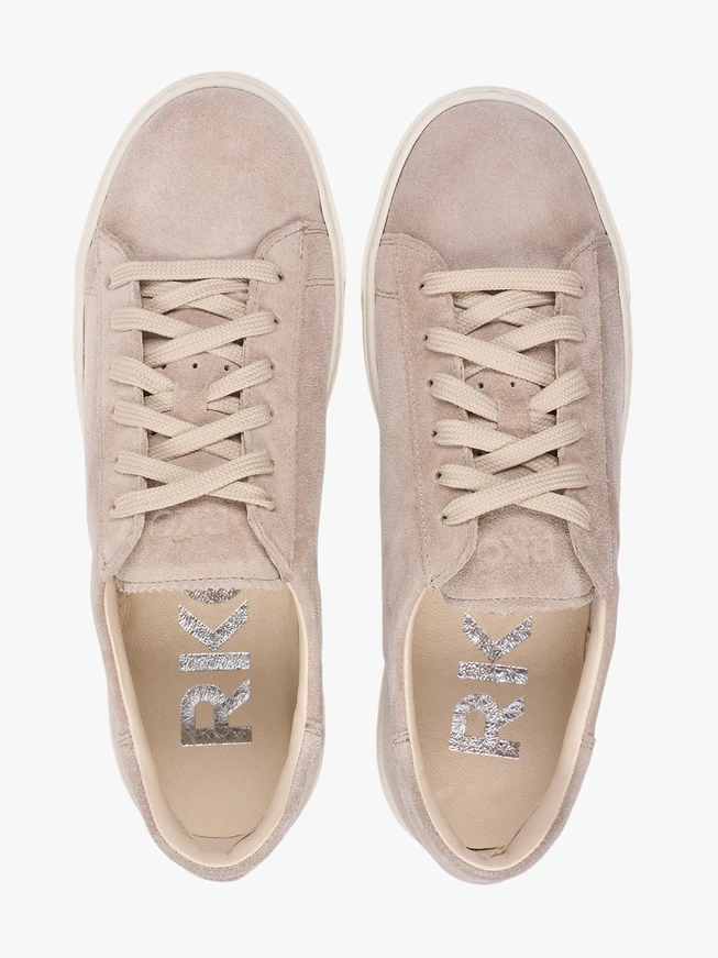 Sandfarbene Veloursleder-Sneakers