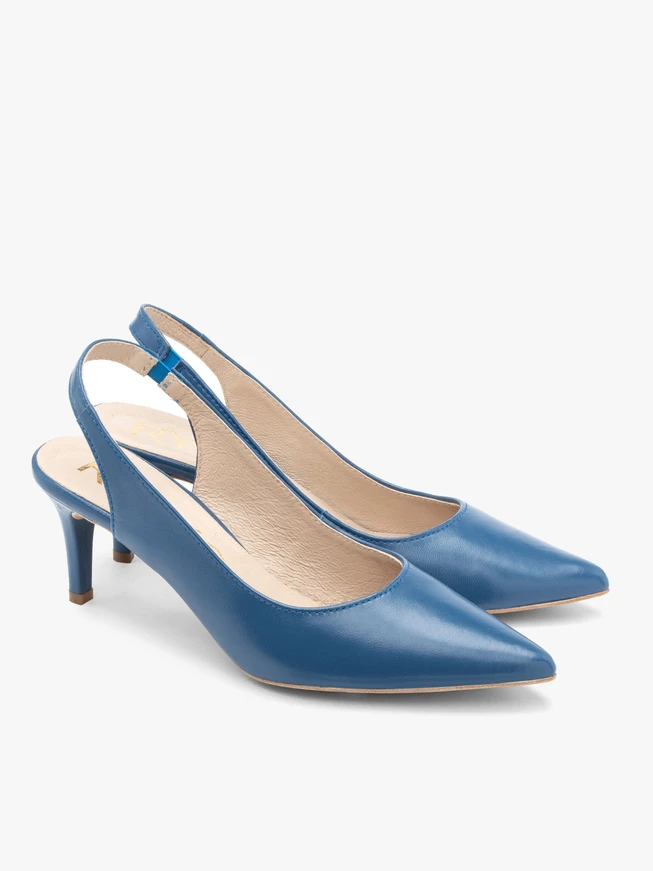 Blue slingback pumps