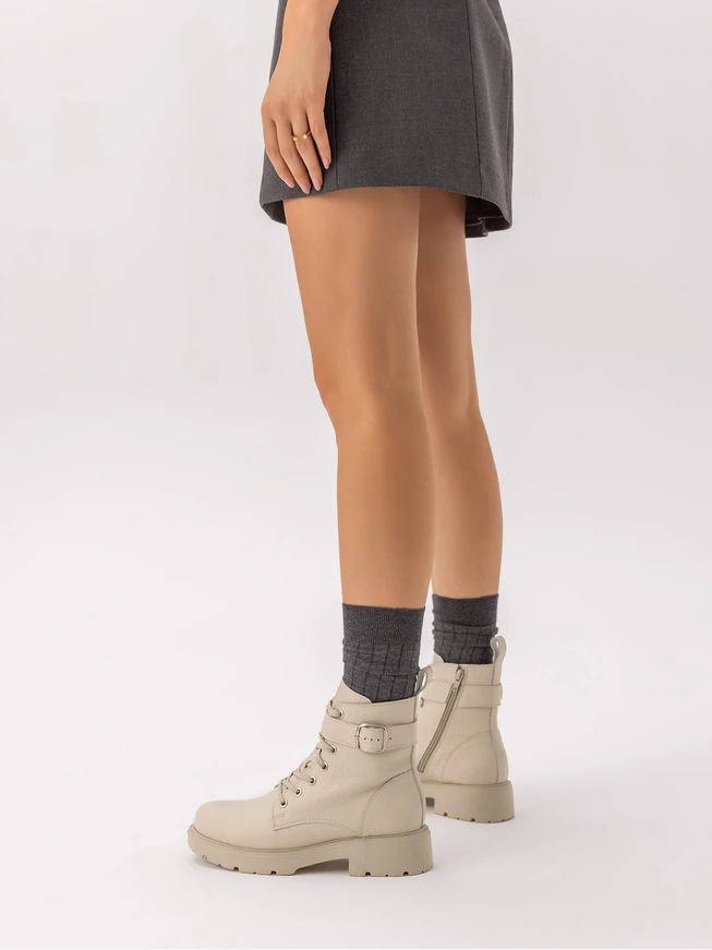 Beige Women's Boots 4 cm RKO, Fleece Lined