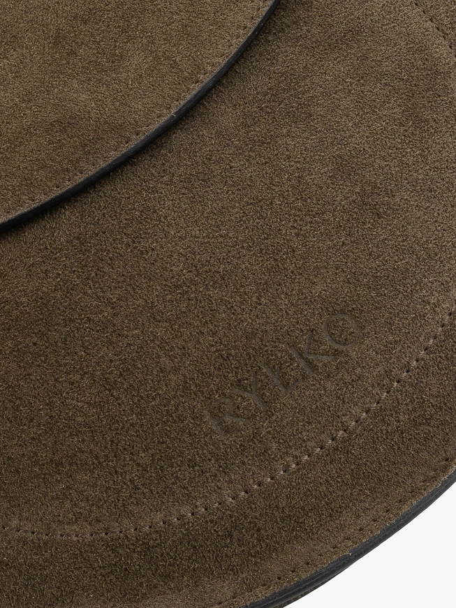 Braune mittelgroße Handtasche aus genarbtem Leder und Velours
