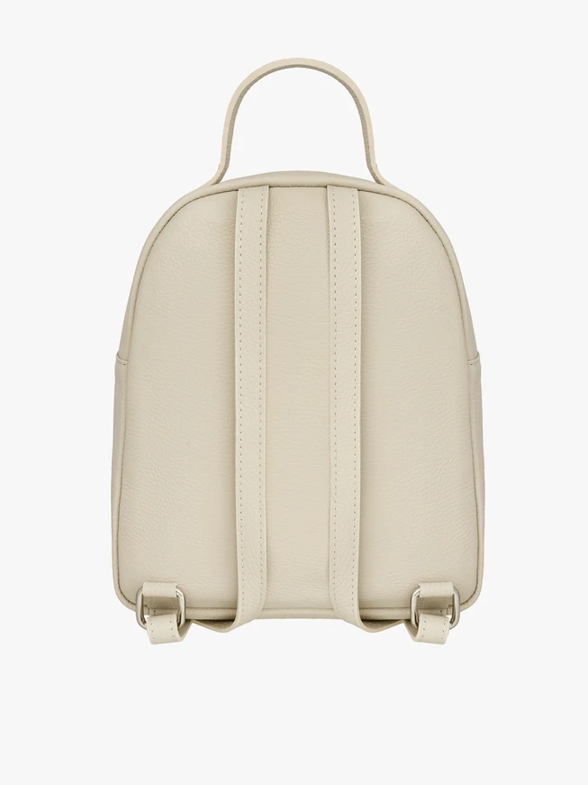 Cremefarbener Rucksack aus genarbtem Leder