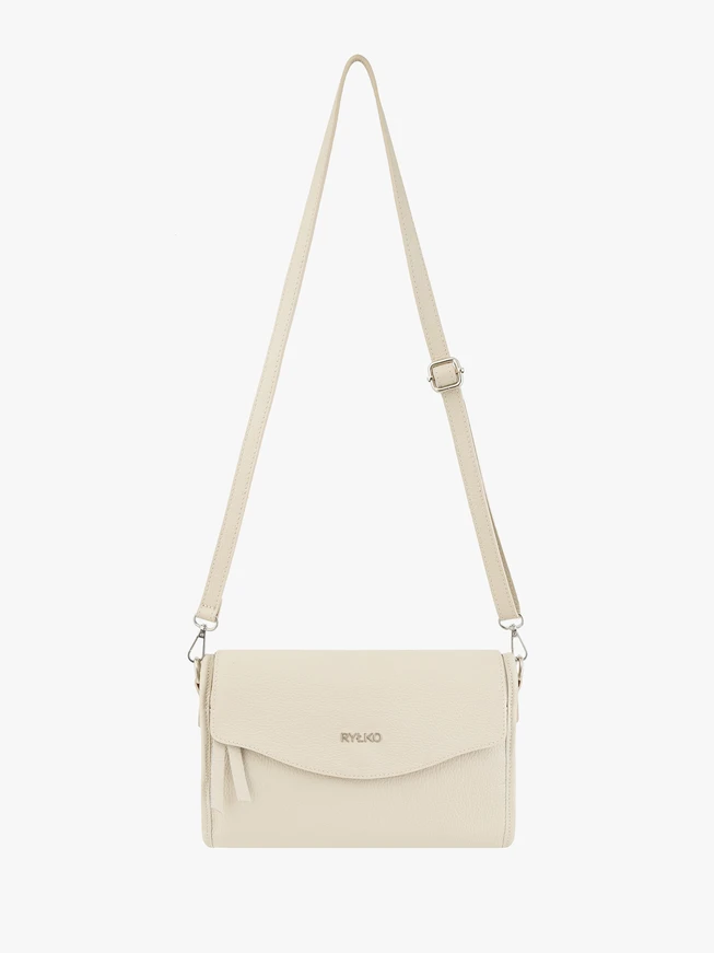 Cremefarbene Lederhandtasche