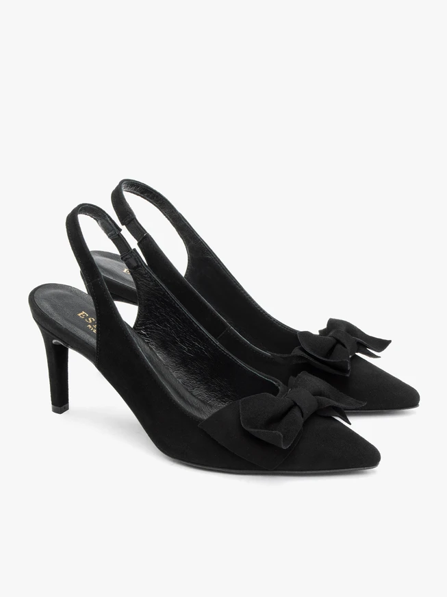 Velvet slingback pumps with bow