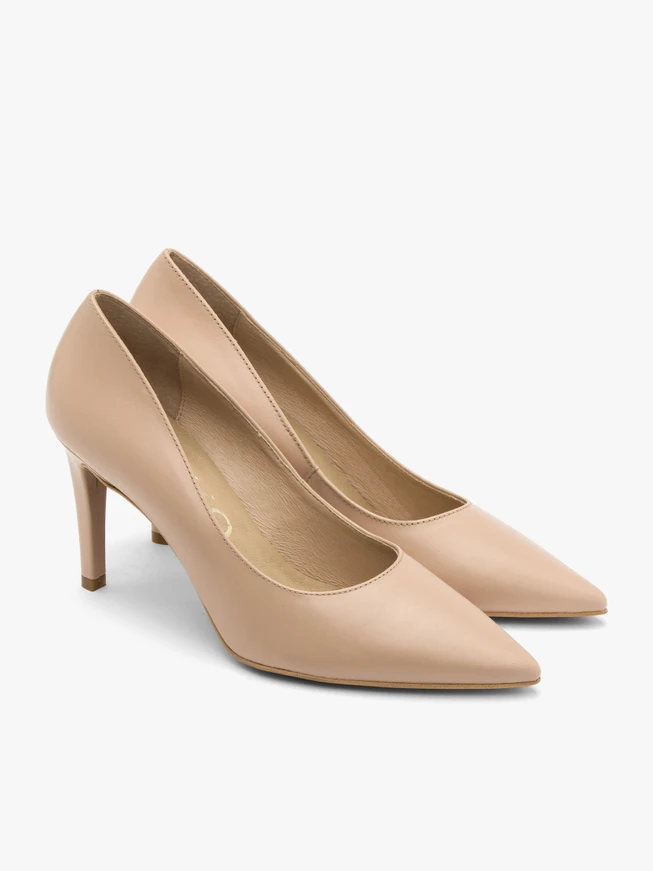 Beigefarbene Stiletto-Pumps