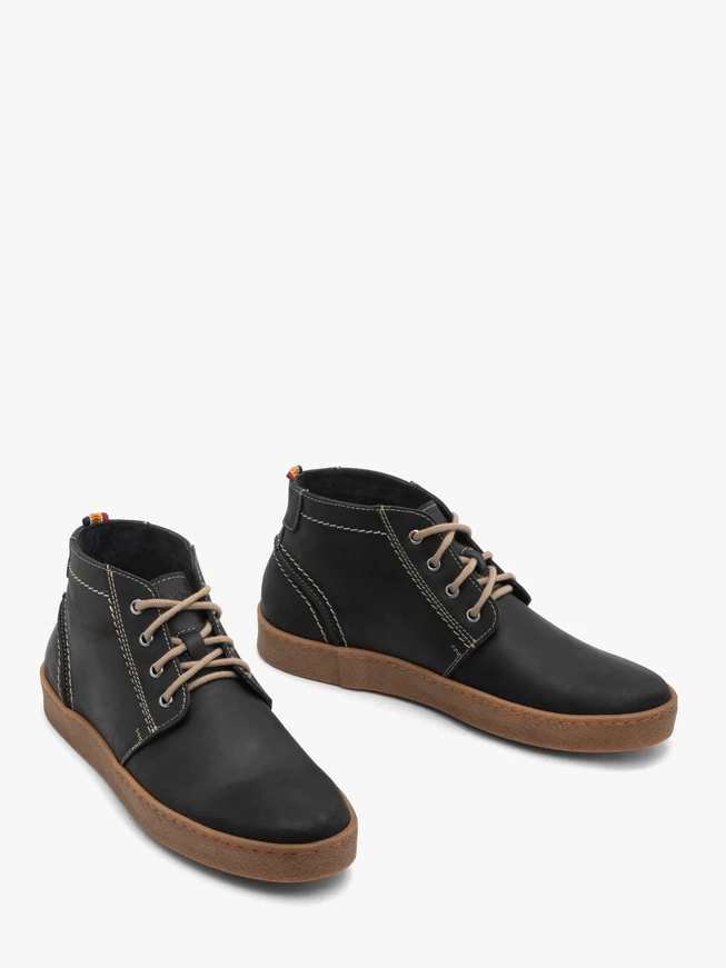 Black nubuck leather boots