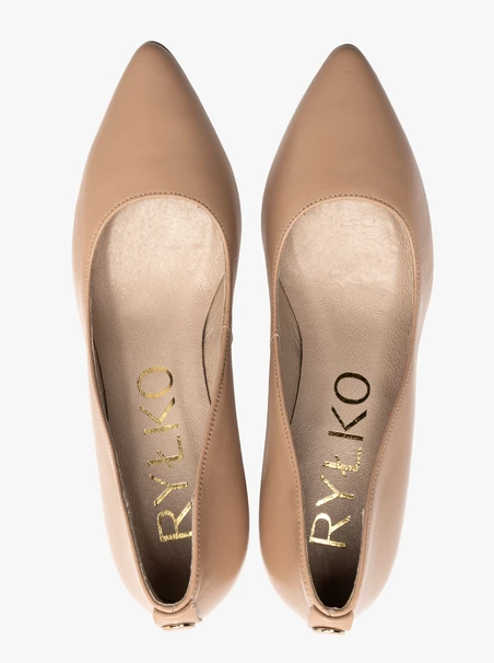 Beigefarbene Pumps mit Stiletto-Absatz
