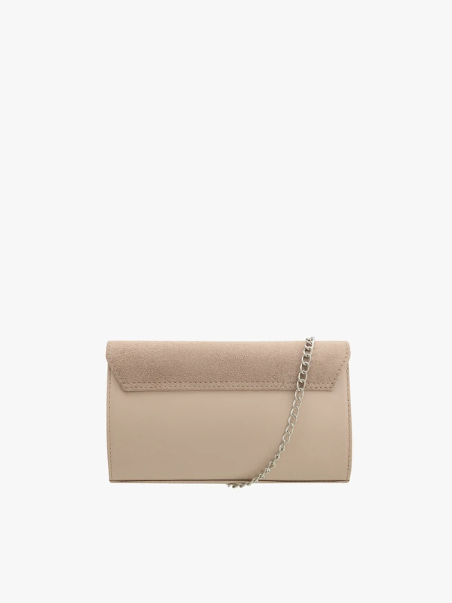 Beigefarbene zweifarbige Ketten-Clutch-Tasche