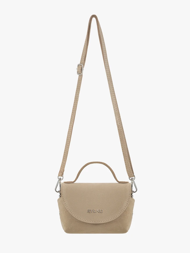 Kleine Handtasche aus Velours in Beige