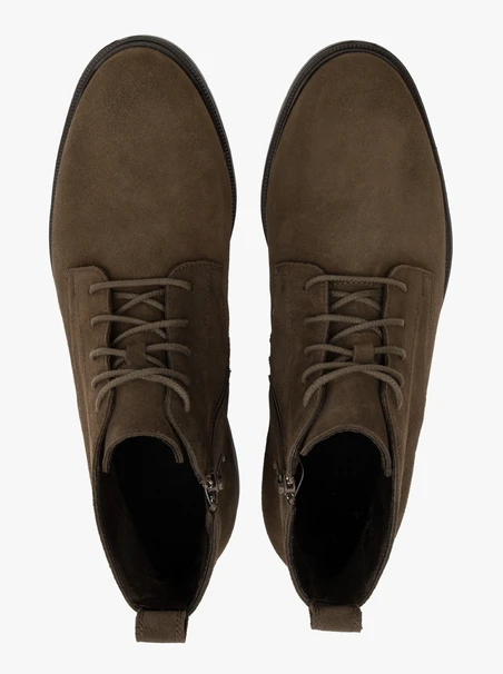 Grüne Schnürstiefel aus Veloursleder