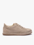 Sandfarbene Veloursleder-Sneakers