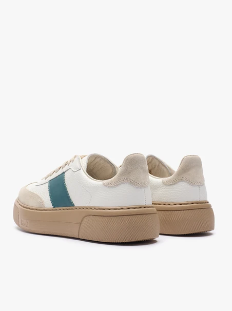 Women’s sporty leather shoes with green stripe