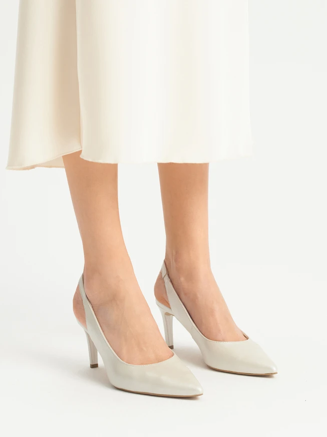 Perlen-Stiletto-Pumps mit offenem Absatz