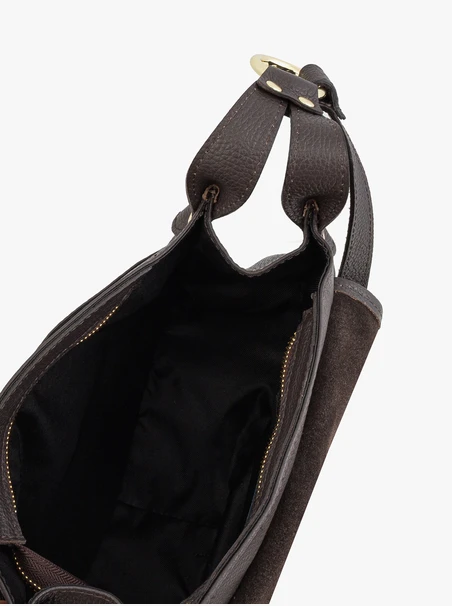 Posttasche aus braunem Leder und Velours