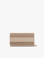 Beigefarbene zweifarbige Ketten-Clutch-Tasche