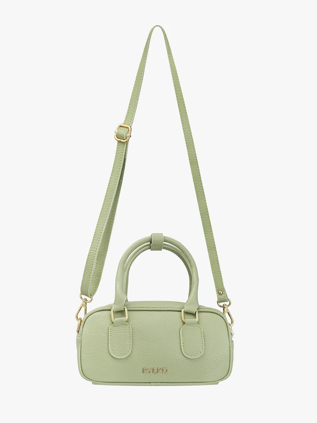Baguette-Handtasche aus hellgrünem Leder