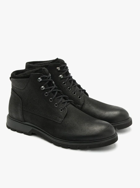 Schwarze Herren-Kombistiefel aus Leder