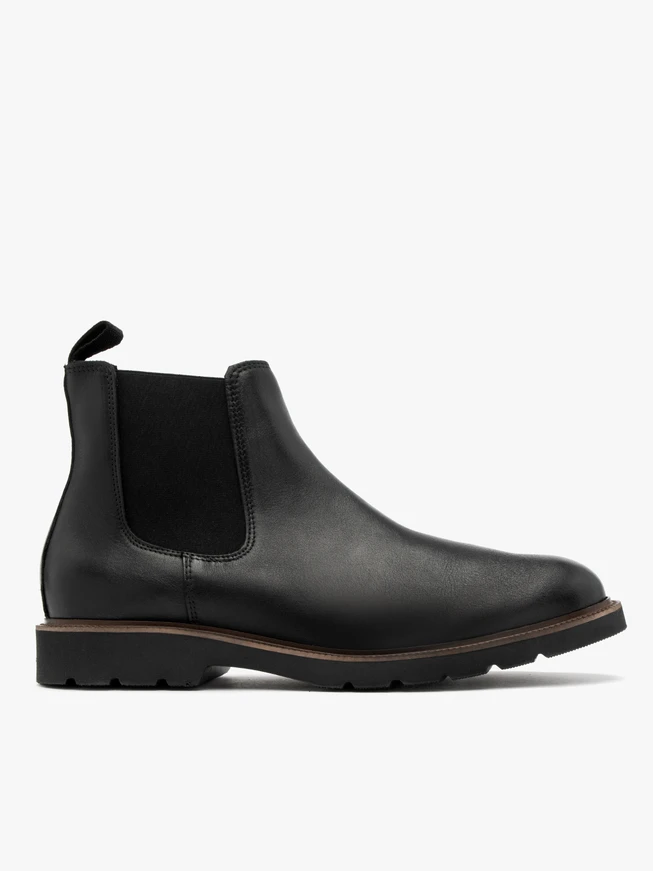Schwarzer Herren-Pantoffelstiefel mit braunem Futter